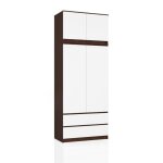 Armoire avec surmeuble akord s90 weng� 90 cm 2 portes 2 tiroirs fa�ade blanche 6 �tag�res 90x51x234 cm ...