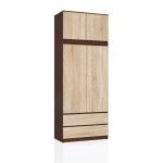 Armoire avec surmeuble akord s90 weng� 90 cm 2 portes 2 tiroirs fa�ade ch�ne sonoma 6 �tag�res 90x51x234 ...