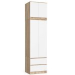 Armoire avec surmeuble akord star ch�ne sonoma 60 cm 2 portes 2 tiroirs fa�ade blanche 3 �tag�res 60x51x234 ...