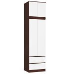 Armoire avec surmeuble akord star weng� 60 cm 2 portes 2 tiroirs fa�ade blanche 3 �tag�res 60x51x234 ...