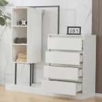 Armoire avec tiroirs 4 tiroirs avec penderie evryae