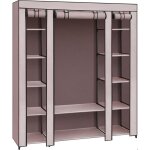 Armoire en tissu 12 compartiments - structure m�tal coloris rose poussi�reux - dimensions 45 x 150 x ...