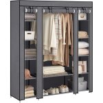 Armoire en tissu 12 avec tringle � v�tements et �tag�res - structure solide 150x45x175 cm - pour chambre ...
