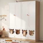 Armoire avec tringle et espace animal natural + white 80 x 50 x 200 cm evryae