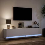Neuf armoire tv - blanc - meuble tv / hifi - montage mural - avec led - blanc 180x31x38 cm tt2142