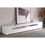 Armoire tv blanche moderne buffet bas avec éclairage led variable meuble de salon salle à manger l240cm ... Armoire tv blanche moderne buffet bas avec éclairage led variable meuble de salon salle à manger l240cm ...