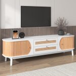 Armoire tv hybride en bois naturel avec portes tiroirs meuble tv fujimoto 170x39. 5x46cm buffet salon ... Armoire tv hybride en bois naturel avec portes tiroirs meuble tv fujimoto 170x39. 5x46cm buffet salon ...