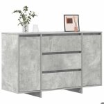 Armoire vaisselier durable - gris - buffet de cuisine - avec rangement - gris b�ton - 120x41x75cm - bois ...