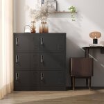 Armoire vestiaire m�tallique 6 portes noir 100x90x40 cm ? serrures individuelles ventilation porte - ...