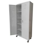 Armoire vestiaire metallique stile industriel avec roues dim. cm 90x40x190cm blanc