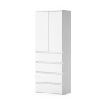 Armoire � v�tements claus 74x191. 5cm avec 4 tiroirs blanc vicco