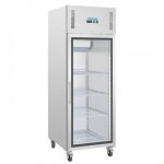 Armoire vitr�e inox r�frig�r�e positive 600 litres 1 porte vitr�e gn 2 / 1 300 w 220 v - mono