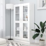 Armoire � vitrine - blanc brillant - 825x305x150 cm - 2 portes - meuble de s�jour