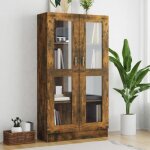Armoire � vitrine - akozon - ch�ne fum� - 825x305x150 cm - 4 compartiments - 2 portes vitr�es