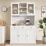 Armoire vitrine de cuisine et buffet de salle � manger - vaisselle - style maison de campagne - 5 portes ...