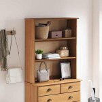 Armoire � vitrine / highboard mvs - multi - rangement - biblioth�que askim 91x30x104cm bois de pin massif ...