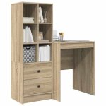 Armoire � vitrine / meuble grand espace mvs - multi - rangement - bureau avec tiroir 2 pcs ch�ne sonoma ...