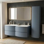 Armonia meuble double vasque encastr�e l. 140 cm bleu - mer mod�le - + 1 colonne murale
