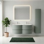 Armonia meuble double vasque encastr�e l. 140 cm vert sauge mod�le - + 1 colonne murale