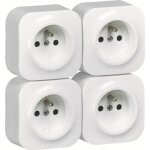 Arnould lot de 4 prises de courant avec terre en saillie blanc