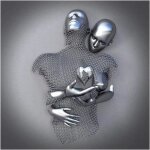 Art mural 3d coeur damour peinture sur toile abstraite en m�tal gris - or pour d�coration de chambre ...