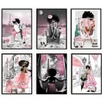 Art mural afro - américain fille noire rose décoration murale photos femme affiches sur toile chambre ... Art mural afro - américain fille noire rose décoration murale photos femme affiches sur toile chambre ...