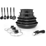 Arthur martin batterie de cuisine amovible 15 pièces 16 - 20 - 22 - 24 - 26 cm noir - tous feux dont ... Arthur martin batterie de cuisine amovible 15 pièces 16 - 20 - 22 - 24 - 26 cm noir - tous feux dont ...