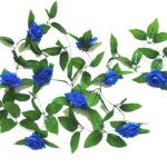 Artificielle rose vignes artificielle rose guirlande faux simulation fleurs dcoratives rotin bleu fonc ...