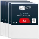 Artina lot de 5 toile � peindre 60x80cm 280g / m� akademie - appr�t�e 2 fois - ch�ssis entoil� - qualit� ...