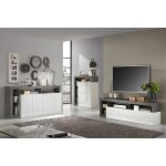 Arturo - ensemble buffet 4p + meubles tv et bar blanc laqu� niches aspect oxyde