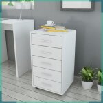 Ashata caisson  tiroir de bureau avec roulettes et 5 tiroirs blanc - fhe243064