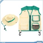 Ashata kit costume enfant explorateur 2pcs - gilet et chapeau. jeu de r�le nature zoo aventure