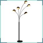 Ashata lampadaire 200 cm 5 x e14 noir et dor - fhe282418