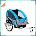 Ashata remorque de vlo et poussette 2 - en - 1 bleu et gris - fhe91377