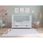Asher lit b�b� en bois 120x60 cm avec matelas ? lit enfant convertible avec tiroir barri�re de s�curit� ...