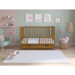 Asher lit b�b� en bois 120x60 cm avec matelas ? lit enfant convertible avec tiroir barri�re de s�curit� ...