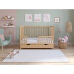 Asher lit b�b� en bois 120x60 cm avec matelas ? lit enfant convertible avec tiroir barri�re de s�curit� ...
