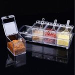 Assaisonnement box set 4 pièces transparentes pots à épices en plastique pour cuisine boîte à condiment ... Assaisonnement box set 4 pièces transparentes pots à épices en plastique pour cuisine boîte à condiment ...