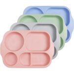 Assiette - non spécifié - lot de 4 - 5 compartiments - plastique reutilisable - incassable sans bpa Assiette - non spécifié - lot de 4 - 5 compartiments - plastique reutilisable - incassable sans bpa