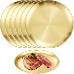 Assiettes en acier inoxydable dor� - vetobiol - lot de 6 - 17 cm de diam�tre - ronde - haute - brillante ...