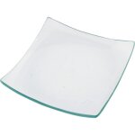 Assiettes carre en verre transparent  bords arrondis. rf 55775