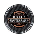 Assiettes en carton - barber party - 23 cm - noir - joyeux anniversaire - vaisselle jetable