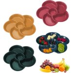 Assiette � compartiments - 4 pi�ces - plateau ap�ritif - id�al pour fruits et snacks - design fleur