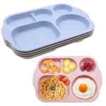 Assiette compartiment - plastique - 4 pcs - antidrapante - empilable - 30x20cm
