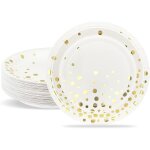 Assiettes � dessert - 18 cm - paillettes dor�es - carton jetable - 50 pi�ces