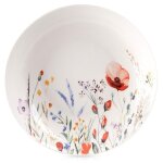 Assiette � d�ner profonde en porcelaine - orion - 205 cm - 600 ml - blanche - d�cor fleurs des champs ...
