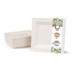 Assiette jetable - assiette carre - 26x26cm - 50 pices - biodgradable - sans plastique