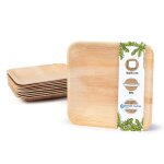 Assiette jetable - biozoyg - carre en feuille de palme - biodgradable et sans plastique - 15x15cm 50 ...