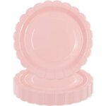 Assiette jetable - kal - assiettes carton 50 pi�ces 23cm rose festonn�es jetables g�teaux desserts baby ...