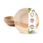 Assiette jetable - biozoyg - assiette rond en feuille de palme - biodgradable et sans plastique -  ...
